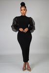 Women's Puff Sleeve Bodycon Dress - Douthie's Corner