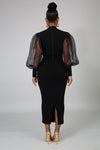 Women's Puff Sleeve Bodycon Dress - Douthie's Corner