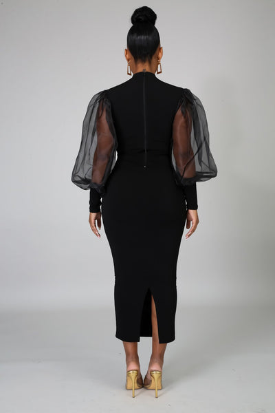 Women's Puff Sleeve Bodycon Dress - Douthie's Corner