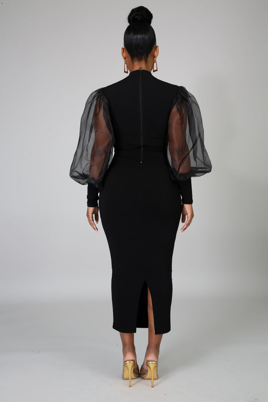 Women's Puff Sleeve Bodycon Dress - Douthie's Corner