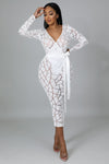 Semi-stretch V-neck long sleeve sheer dress – Douthie’s Corner