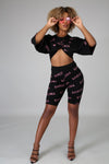 2 Piece Barcelona Printed Crop Top and Short Set - Douthie's Corner
