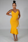 Sleeveless Yellow Stretch Dress | Feminine Flare Style – Douthie’s Corner